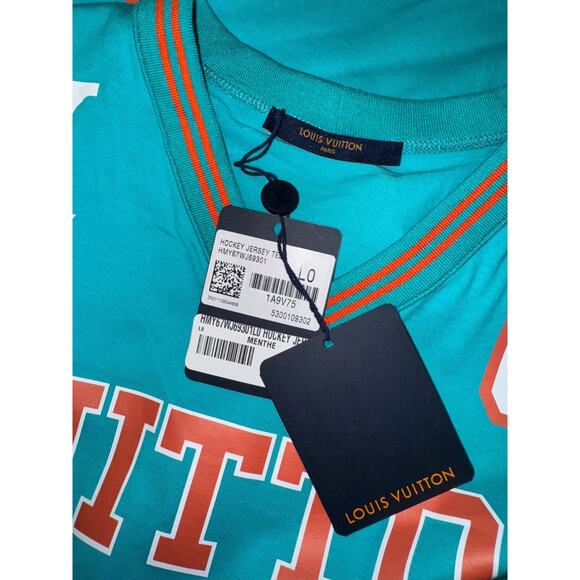 Louis Vuitton SS22 Hockey Jersey Tee Menthe Mint Green Logo T-Shirt Large L - Picture 6 of 16